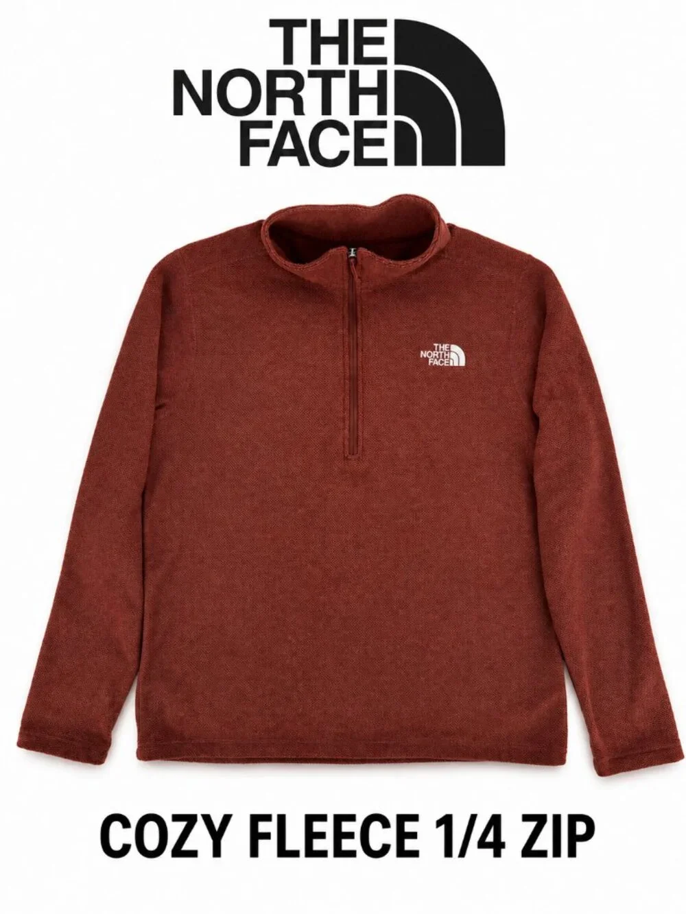 The North Face Rust Textured Quarter Zip Fleece Pullover L